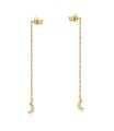 Crescent Moon CZ Stone With Chain Drop Earring Stud STS-5545 